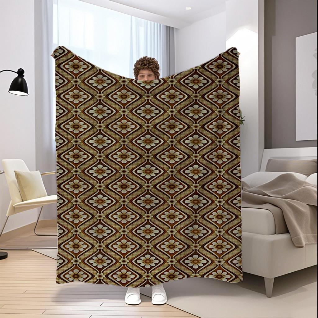 Vintage Floral Pattern Microfiber Flannel Cover Blanket Bedroom Living Room Sofa Soft And Comfortable Home Decoration
