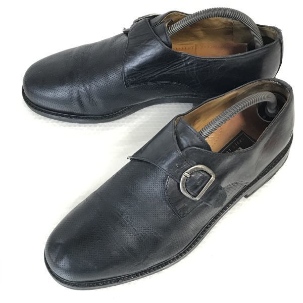 

Lloyd Mesh Leather Monk Strap Shoes Black Size 43 9F 27.5cm Made in Germany