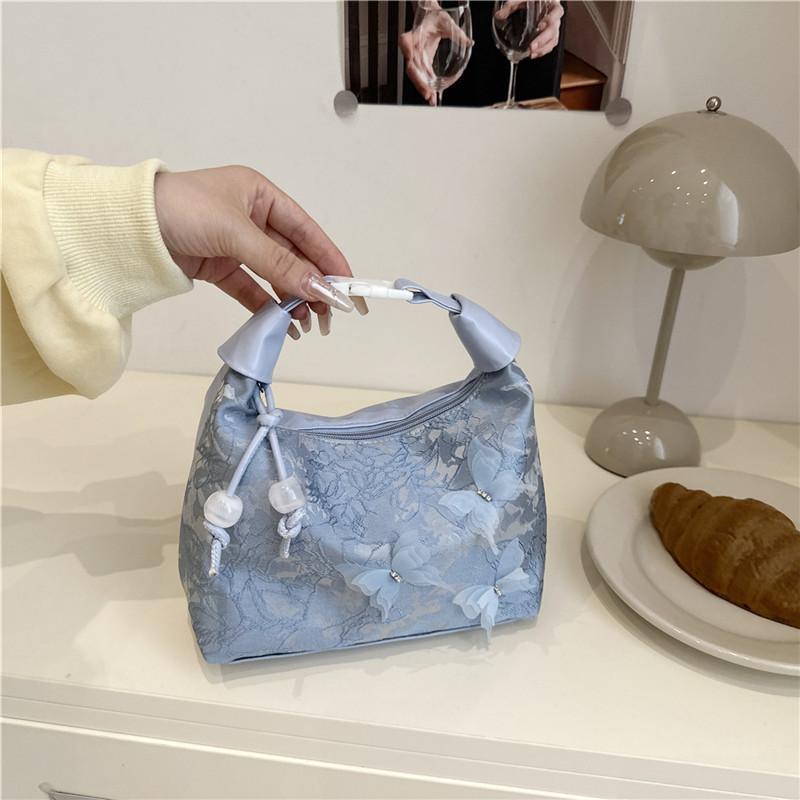 

Summer new niche solid color versatile dumpling bag female sweet commuting lace personalized casual senior messenger bag синій