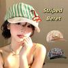 Versatile Striped Berets Korean Beanie Cap Vintage Painter Berets  Women