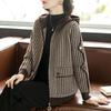 Plaid Contrast Hooded Cardigan Long-sleeved Jacket Casual Stylish Jacket Top
