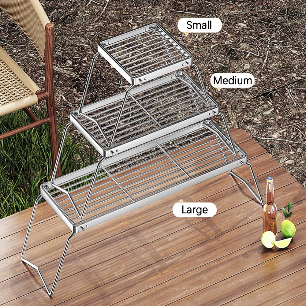 Grătar Portabil din Oțel Inoxidabil Pliabil pentru Camping Suport pentru Aragaz de Exterior Camping Mini Suport Raft pentru Barbecue Tava Suport Accesorii BBQ