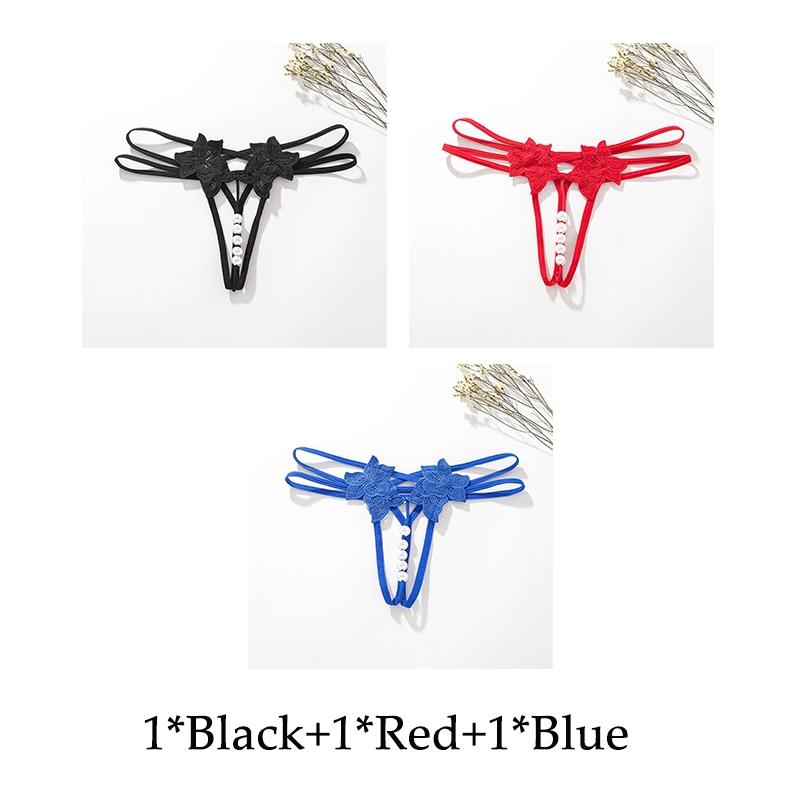 Sexy G-string T Panties Female Underwear Lace Thongs Women's Pants Sexy Pearl Panties Erotic Women Crotchless Panties Plus Size