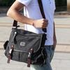 Men's Canvas Crossbody Bag: Trendy Casual Horizontal Style Shoulder Bookbag