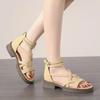 Fashion 2024 Sandals Black Shoes for Women Summer Heels All-Match New Beige Comfort Beach Low Fashion Girls Flat Gladiator Clear Lace