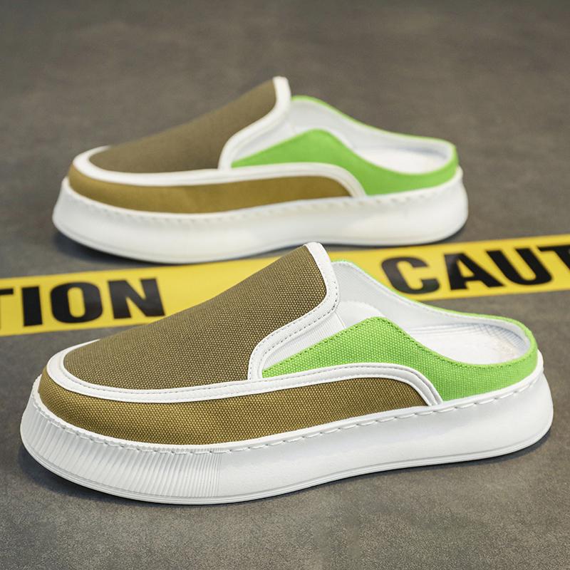 

Повседневные кроссовки на платформе, спортивная обувь, обувь для мужчин, мужские тапочки, тканевые парусиновые вентилируемые износостойкие мокасины с круглым носком, новые 44 хаки