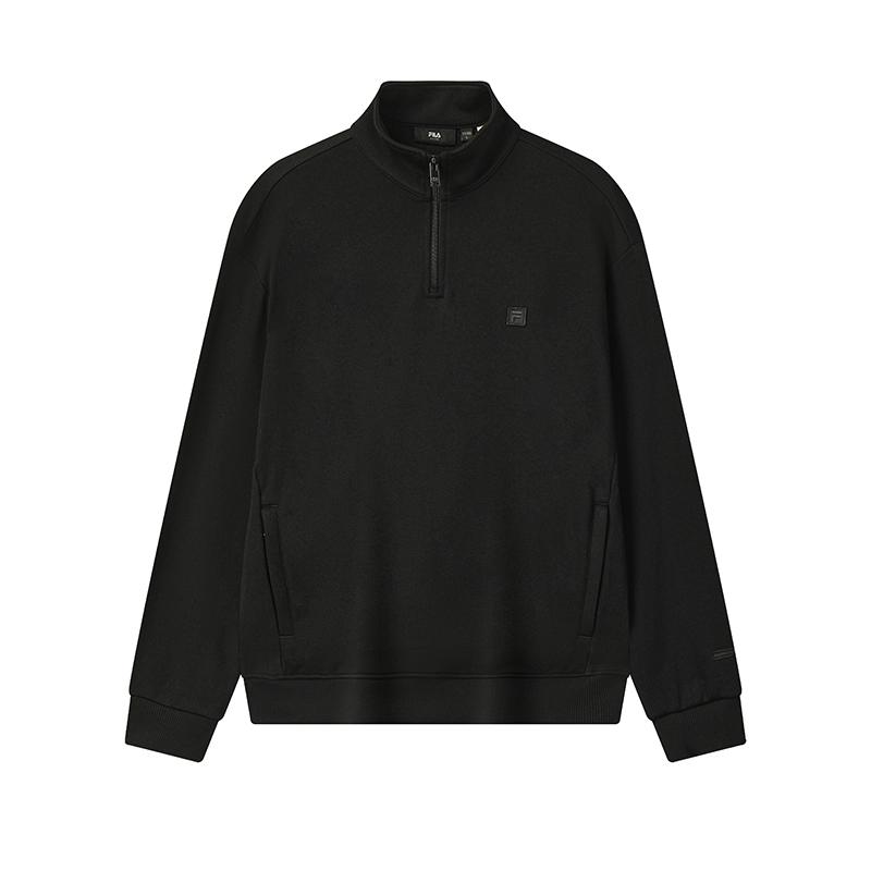 

FILA Milano Series Trendy Fashion Sports Versatile Soft Comfortable Stain Resistant Half Zip Loose Sweatshirt Men sweatshirt F11M545201FBK M