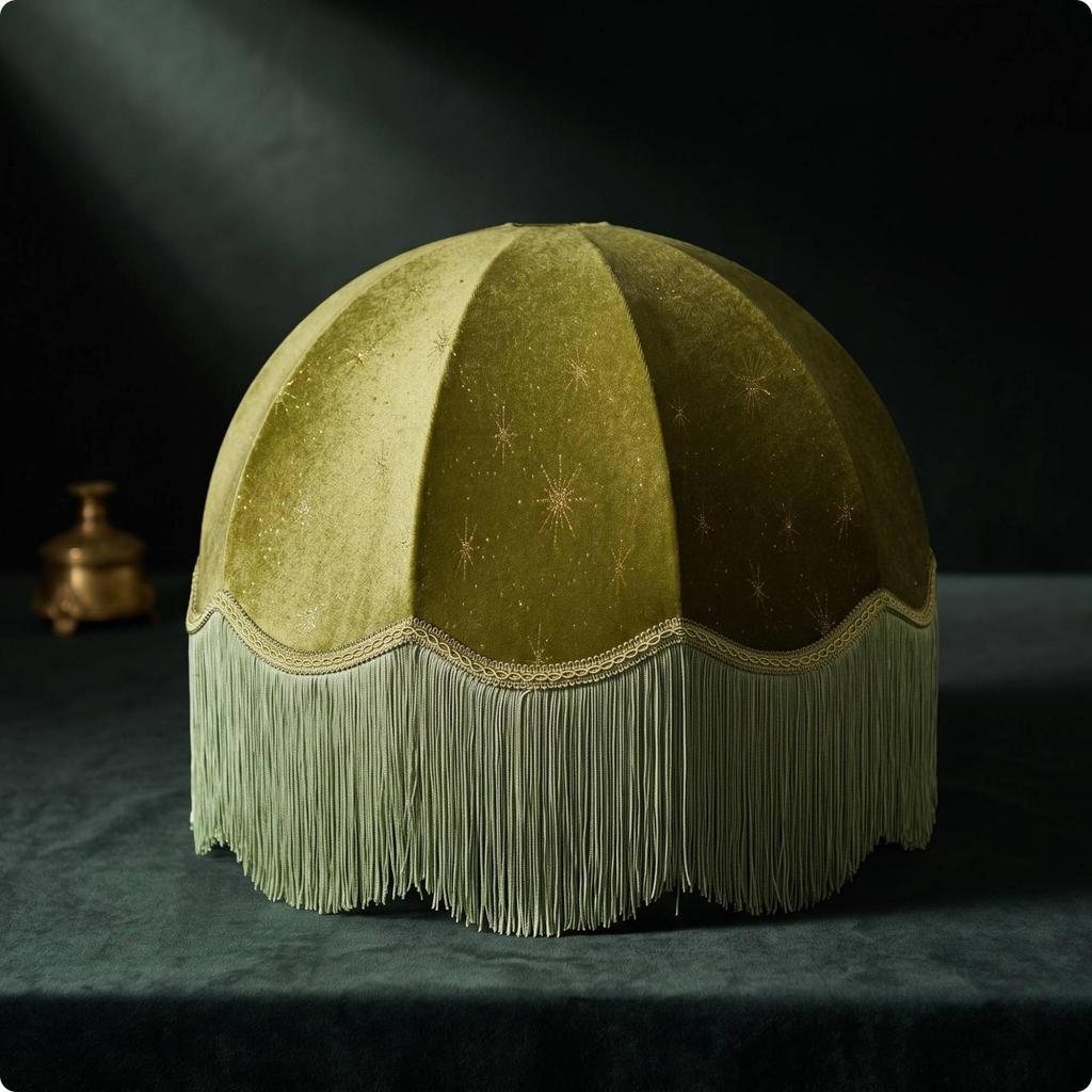 Tassels Lampshade Decorative Velvet Lamp Shade for Bedroom, Hotel 12x40x17 Starlight
