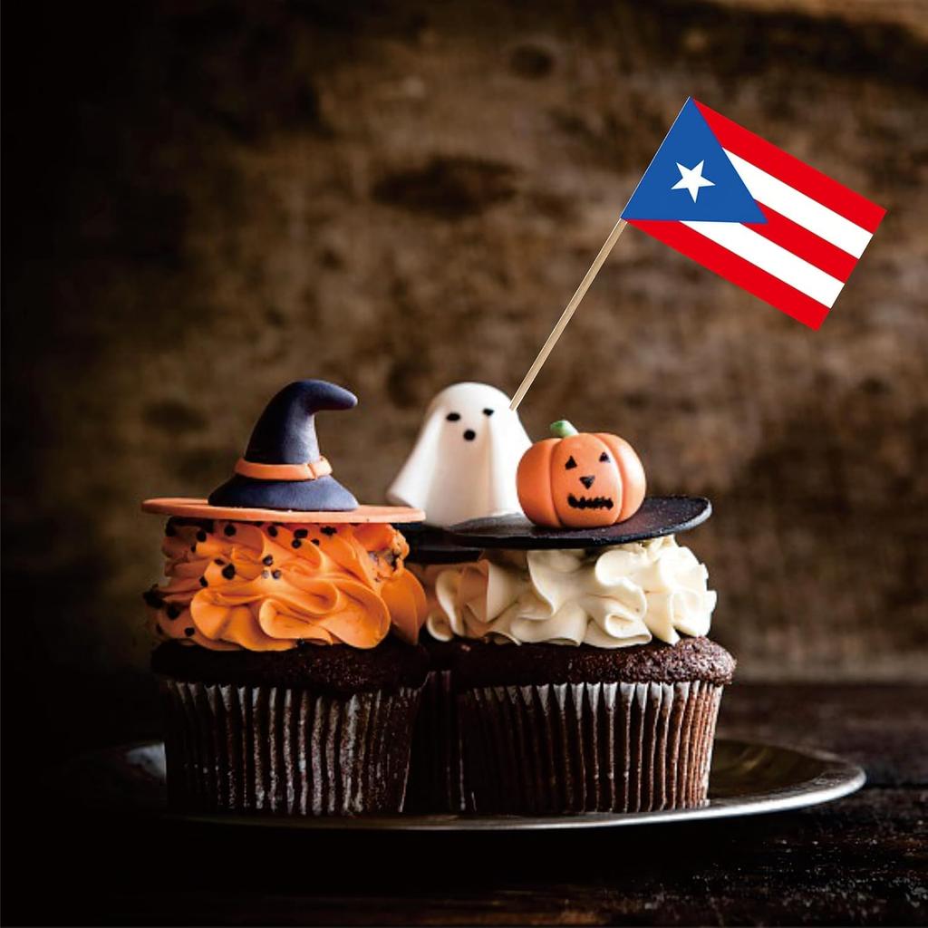 Puerto Rico Toothpick Flag Puerto Rican National Small Mini Cocktail Fruit Cupcakes Toppers Food Stick Flags Decorations,100 Pack