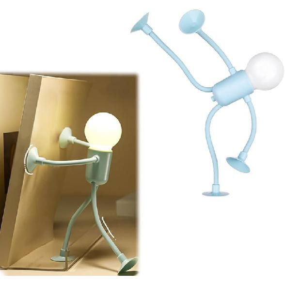 LONGLUAN Changeable Shape Funny Sportsman Night Light, 2024 DIY Mini Light Bulb Man, Bendable Suction Cup Desk Lamp, Unique Decor for Kids' Bedrooms,