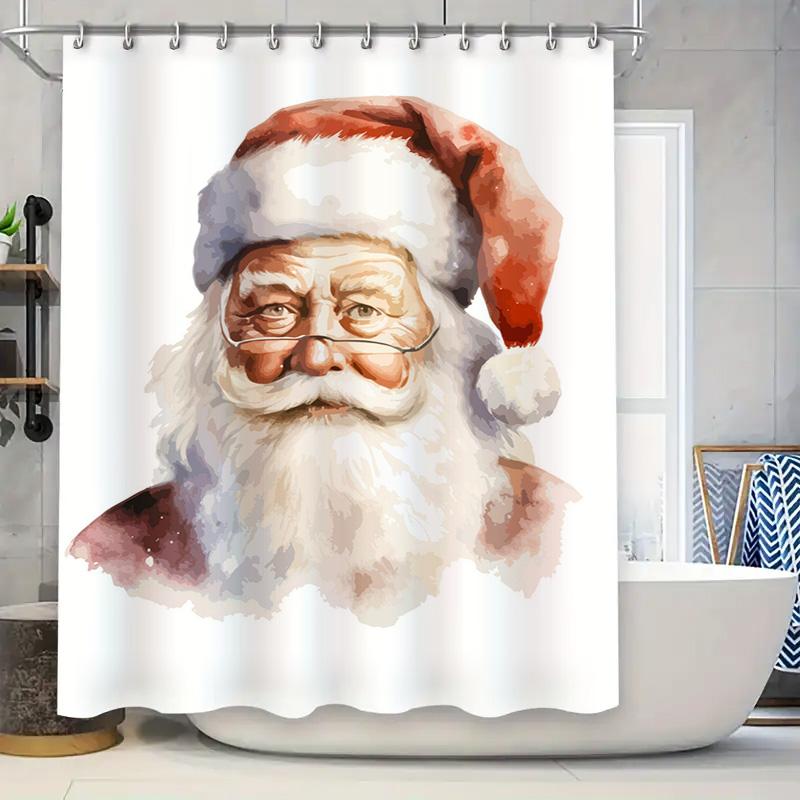 Tu Vintage Santa Claus Shower Curtain Christmas Holiday Bathroom Decor Rustic Farmhouse Xmas Backdrop Festive Holiday Home Texti