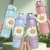 1PC Sunflower Sunshine Quote Print 750ml Color Plastic Sports Water Bottle Leakproof Flip Straw Lid Suitable for Sports Office Home Use