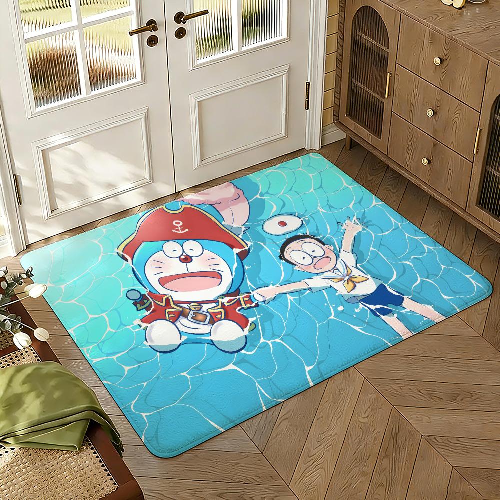 Doraemons Cartoon Fans Floor Mat Soft Thickened Absorbent Non-Slip Bedroom Living Room Door Mat Home Decor Flannel Rugs
