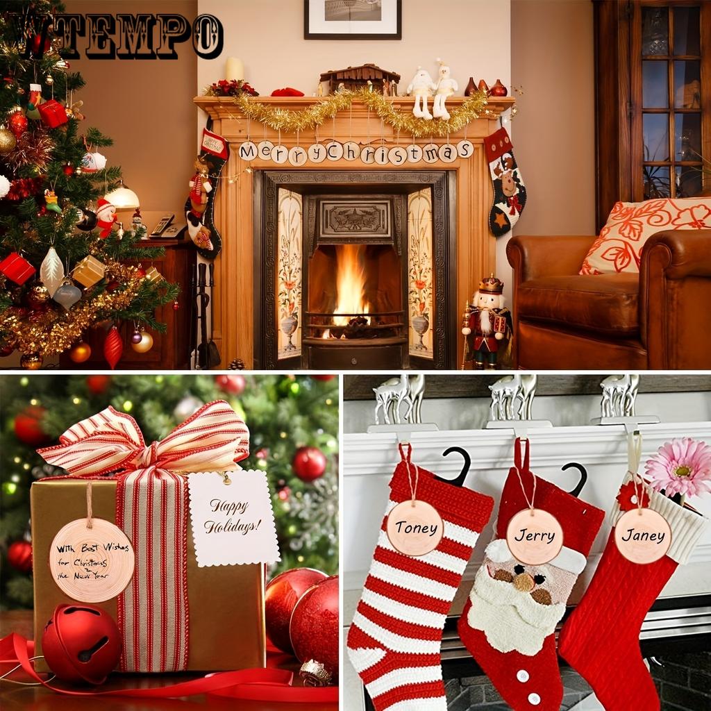 30pcs Wood Slices 2.4"-2.8" Wood Rounds with Pre-drilled Hole and Twine, Wood Slices for Painting DIY Crafts Christmas Ornaments Party Wedding Decor