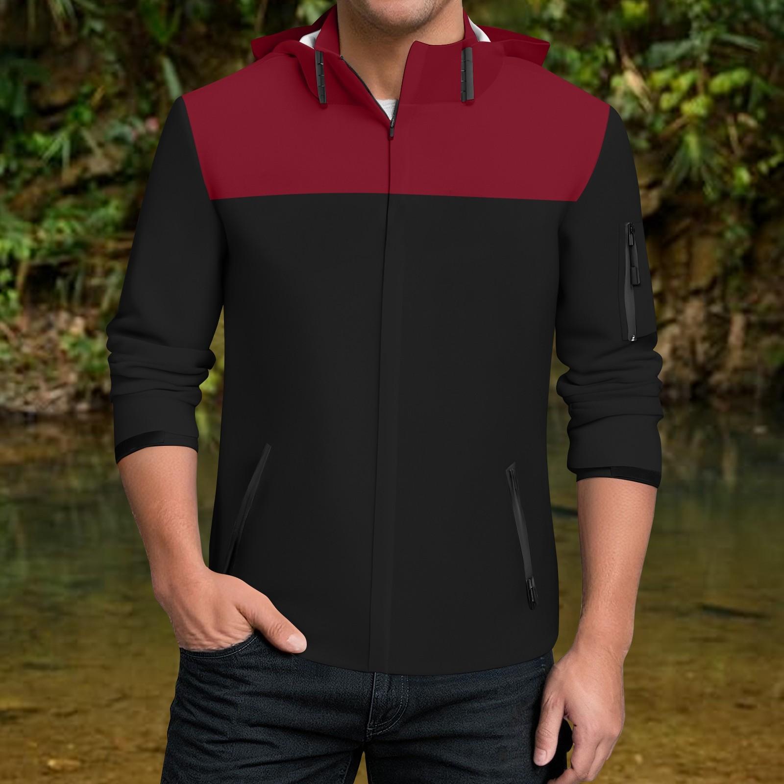 

Мужская водонепроницаемая ветровка, легкий дождевик с капюшоном для повседневной носки XXL винный