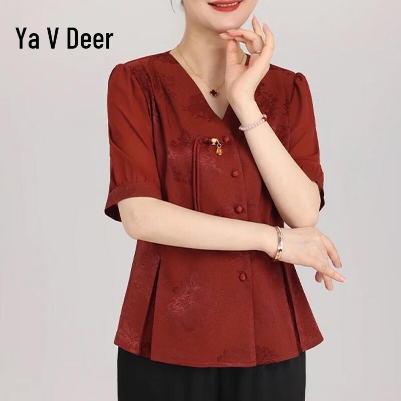 Yalu Elegant New Chinese Style Summer Short Sleeve Top for Women XL