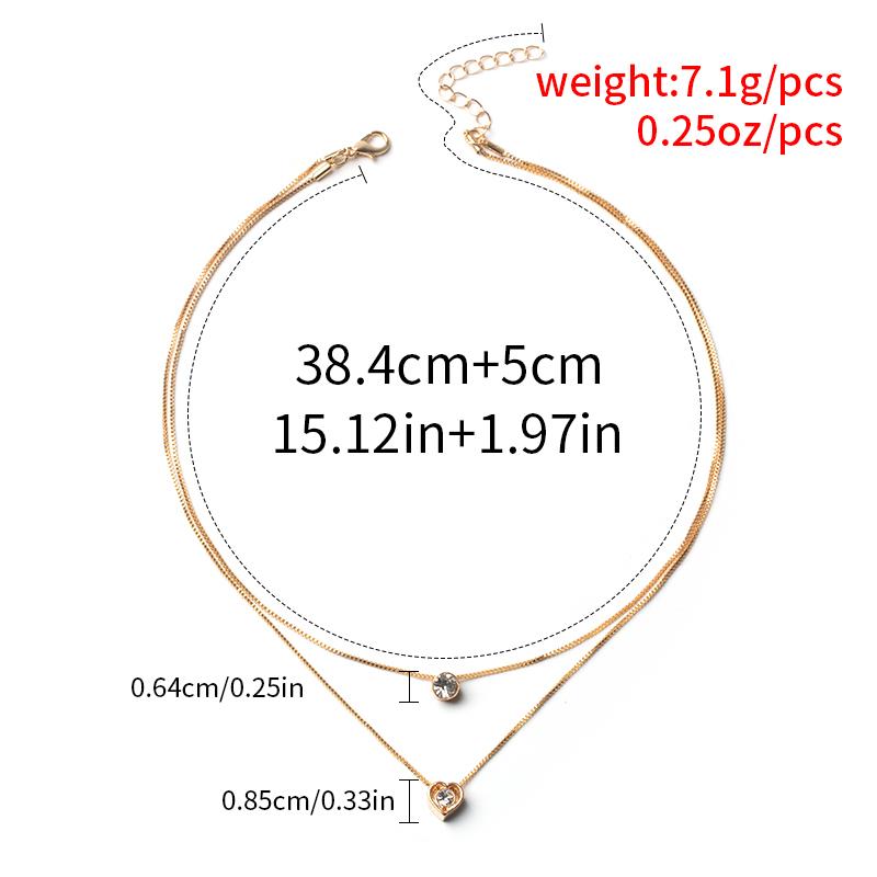Multilayer Pendant Necklace Smooth Double Layer Water Drop Pendant Necklace Water Drop Love Heart Pendant Necklace for Women