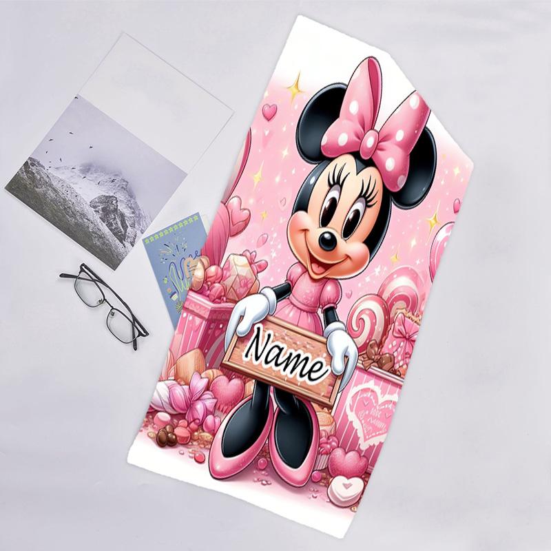 1pc Minnie5 Beach Towel with Custom Name, Beach/Swimming/Bath/Picnic/Camping Towel, Suitable for Seaside Beaches