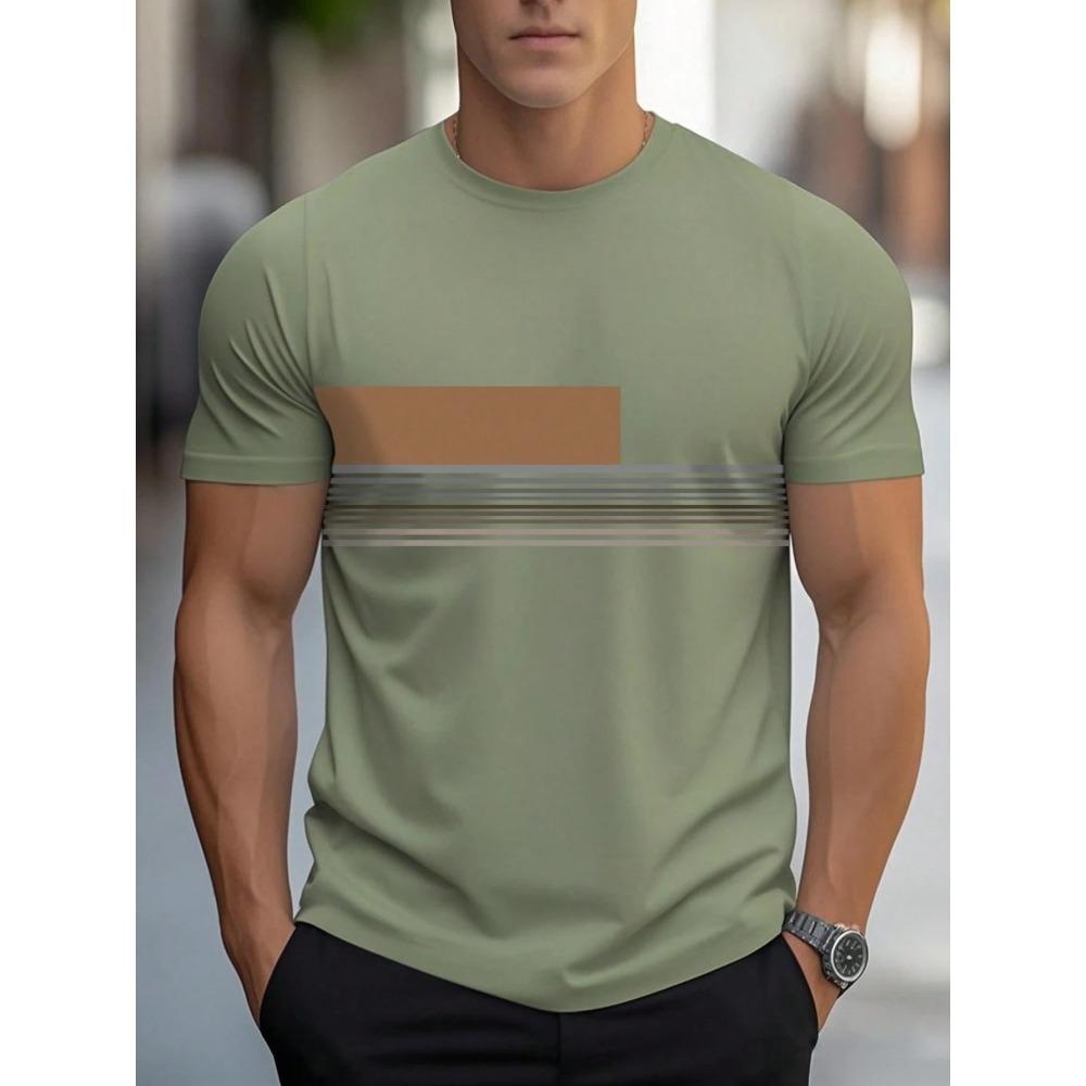 Sommer Herren Freizeit Sport locker übergroß einfach Buchstabenmuster bedruckt Rundhals Kurzarm T-Shirt Top