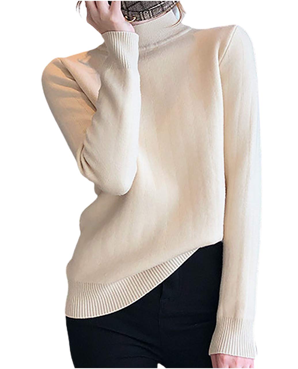 

Long Sleeve Fleece Turtleneck Available in 5 Simple Warm and Perfect for Winter Stylish and Cute High Neck Casual Sweater with a and Unique This and бежевый