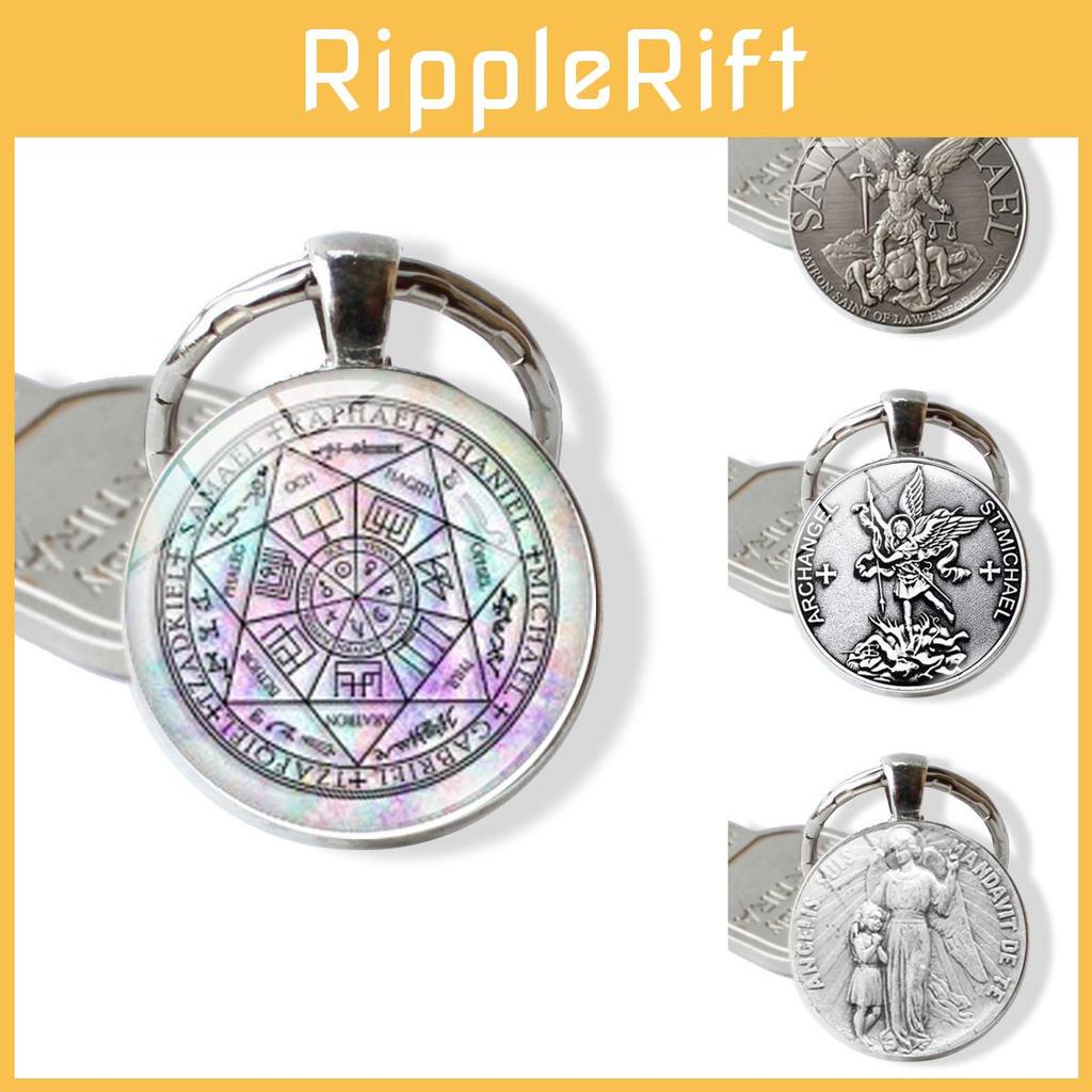 Elegant Seven Archangels Time Gem Keychain Fashionable Zinc Alloy Bag Charm