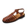 Women's Sandals Summer Baotou Square Head Retro Sandals Women's Summer New Fashion Thick Heel Outer Wear Woven Roman Sandals