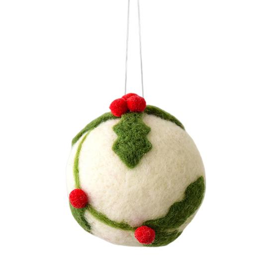 Wool Ball Christmas Ornament Handmade Felt Balls Christmas Tree Hanging Ornaments for Vintage Xmas Holiday Farmhouse Party Decor