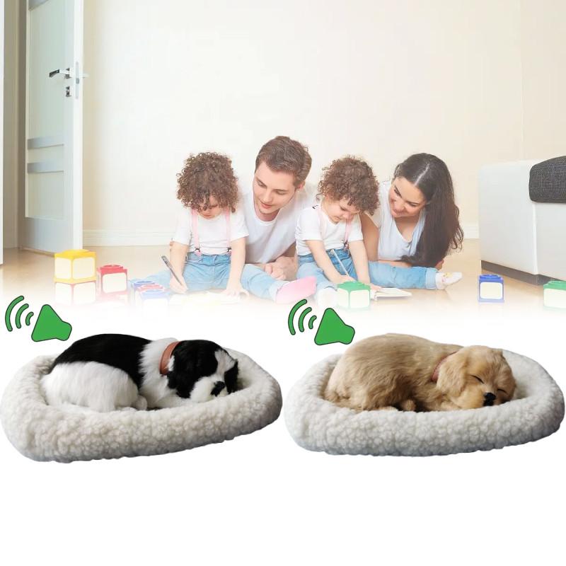 Modello di Cane Peluche con Respirazione Realistica Decorazione per la Casa con Pelliccia Sintetica per Fotografia e Uso Regalo