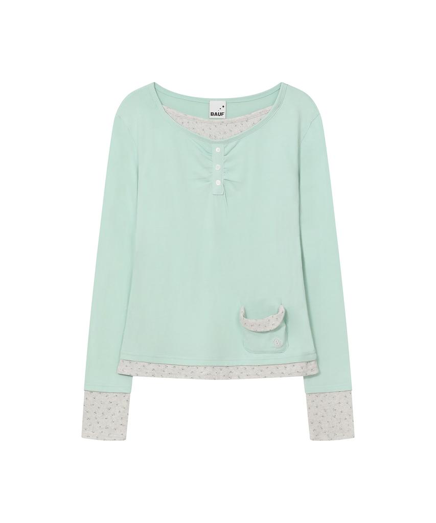 BAUF Flower Layered Pocket Long Sleeve [Mint]