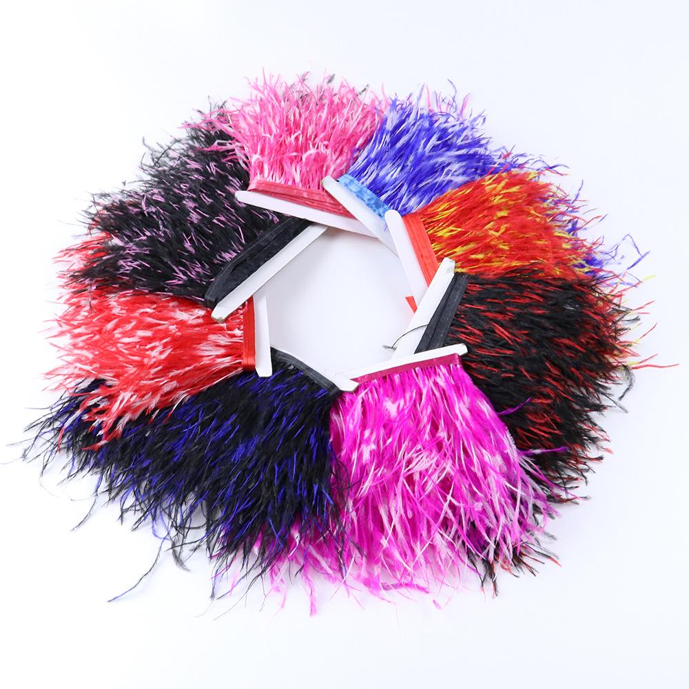 10-15Cm Tie-Dye Ostrich Hair Cloth Edge Clothing Accessories Material Multicolor Ostrich Hair Lace Cloth Strap