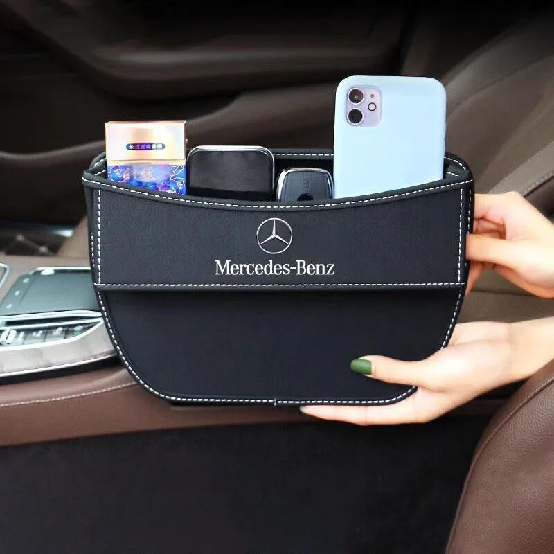 FLT2 2025 Hot 1Pcs Leather Car Seat Storage Bag Gap Organizer Box For Mercedes Benz AMG W204 W205 W203 W211 W212 W213 W201 W210 W124
