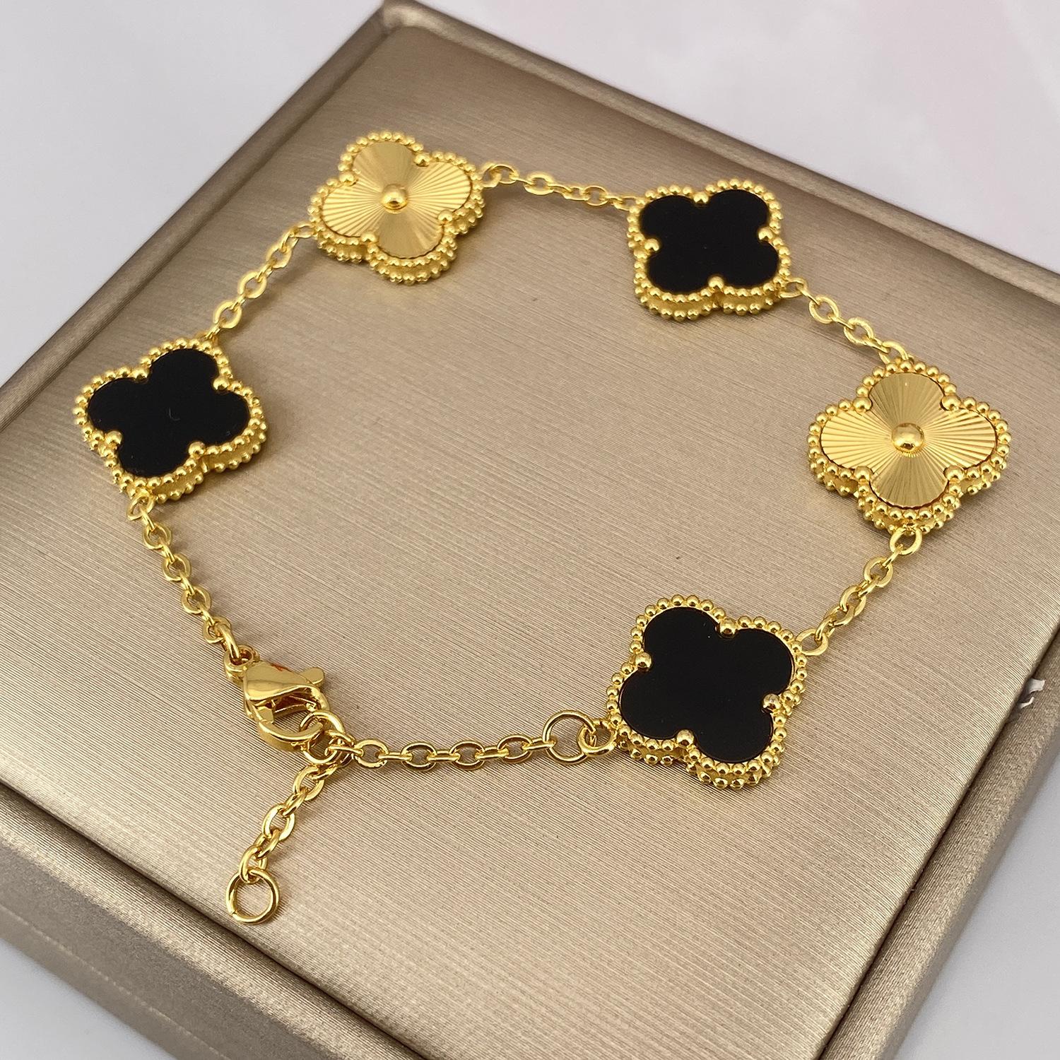 

Браслет 15 мм Пять цветов Лазерный браслет 18К Браслет Четырехлистный клевер Женский браслет