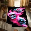 Punk Gothic Schädel Wohnzimmerteppich Cyber Neon Schädelmuster Teppich Weiche Rutschfeste Fußmatte Moderne Schlafzimmer Bodendekor Matte