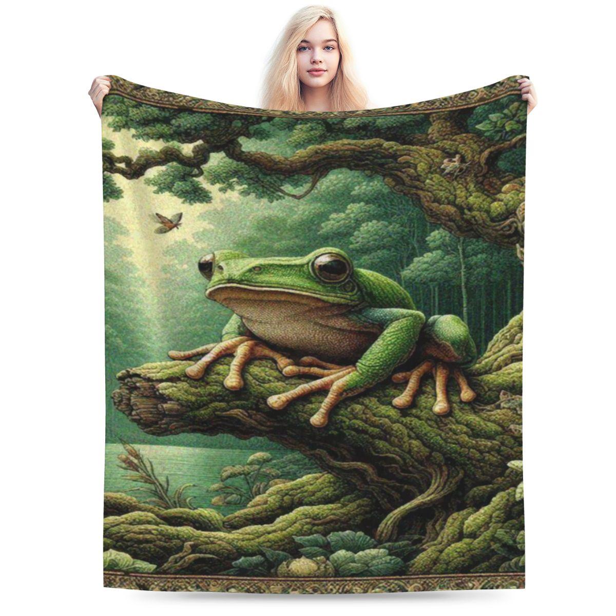 

Green Tree Frog In The Forest Custom Comfortable Decorate Home An UltraSoft Micro Fleece Blanket 75x100cm 30x40in