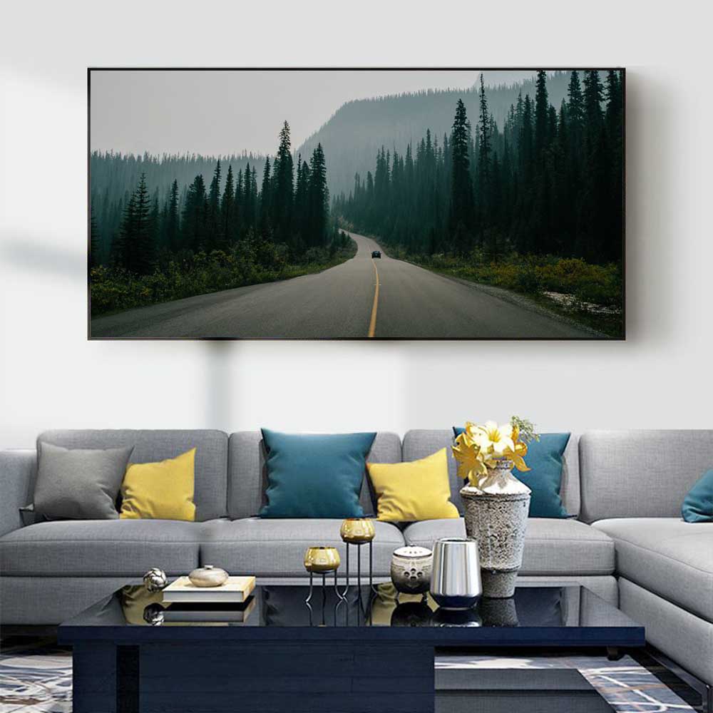 Landscape oil painting mountain forest road art canvas painting living room corridor office home decoration mural No Frame