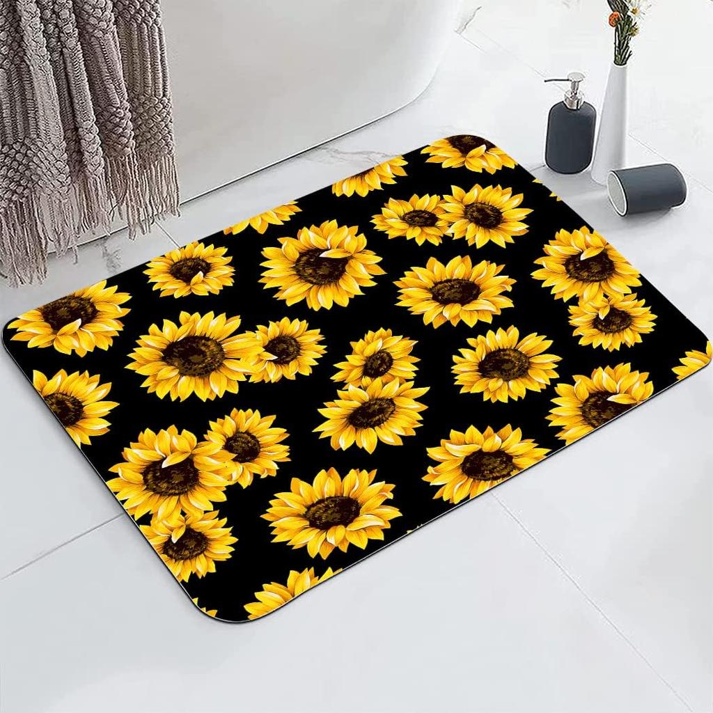 Cute Black Cat Bathroom Mat Non-Slip Super Carpet with Rubber Backing Fit Under Bathroom Doormat Floor Rugs Small Size Foot Pads