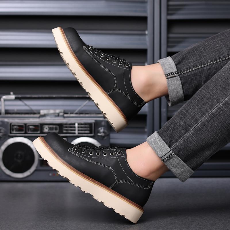 Fashion Classic Retro Handmade Casual Mens Oxford Shoes Top Comfort Men Fashion Men High Quality Leather Thick Soled Non-slip Work Shoes