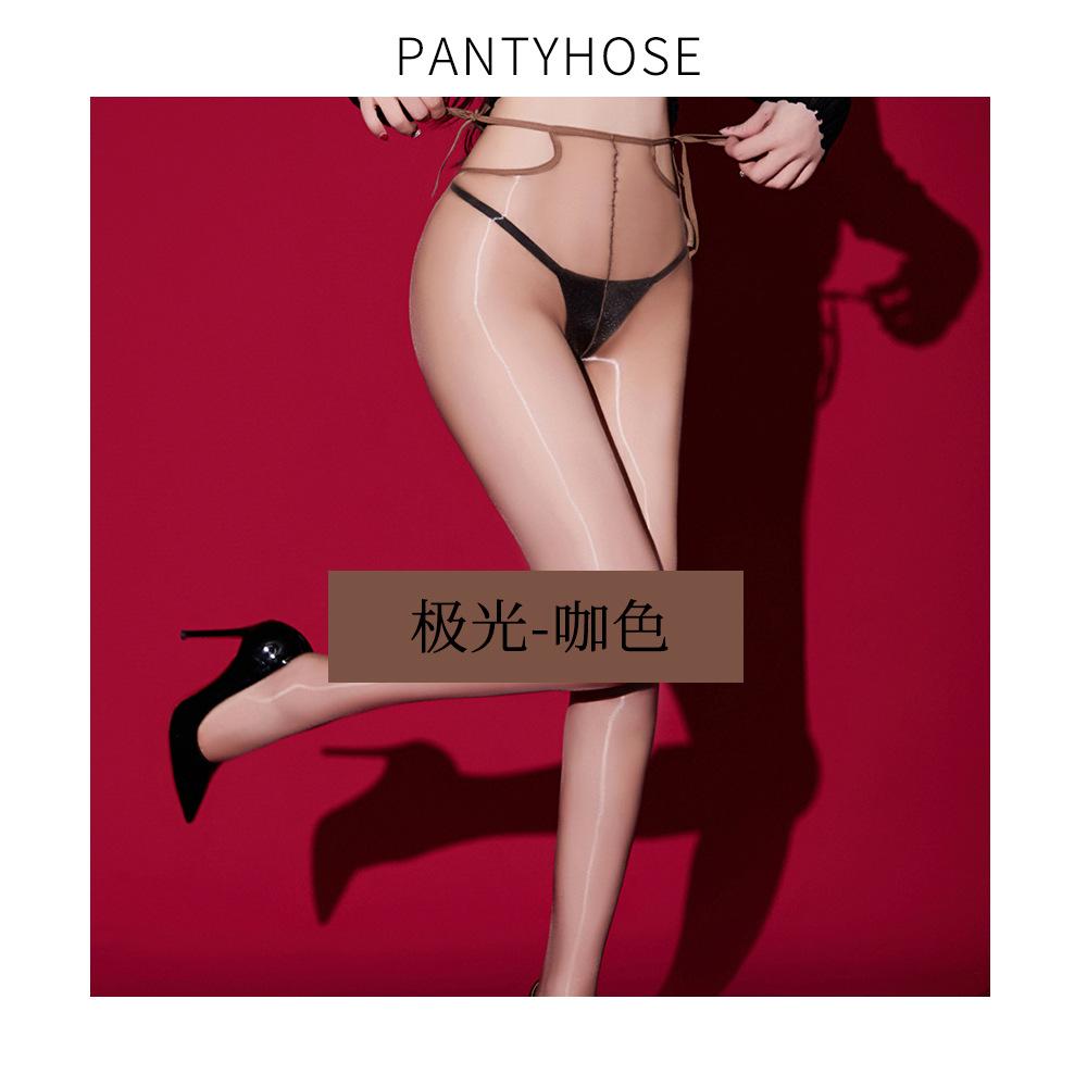 Fashion Bandage Lace Up Waist Pantyhose Ultrathin Sheer Shiny Glossy Sheer Tights Women'S Stocking Hollow Out Woman Lingerie