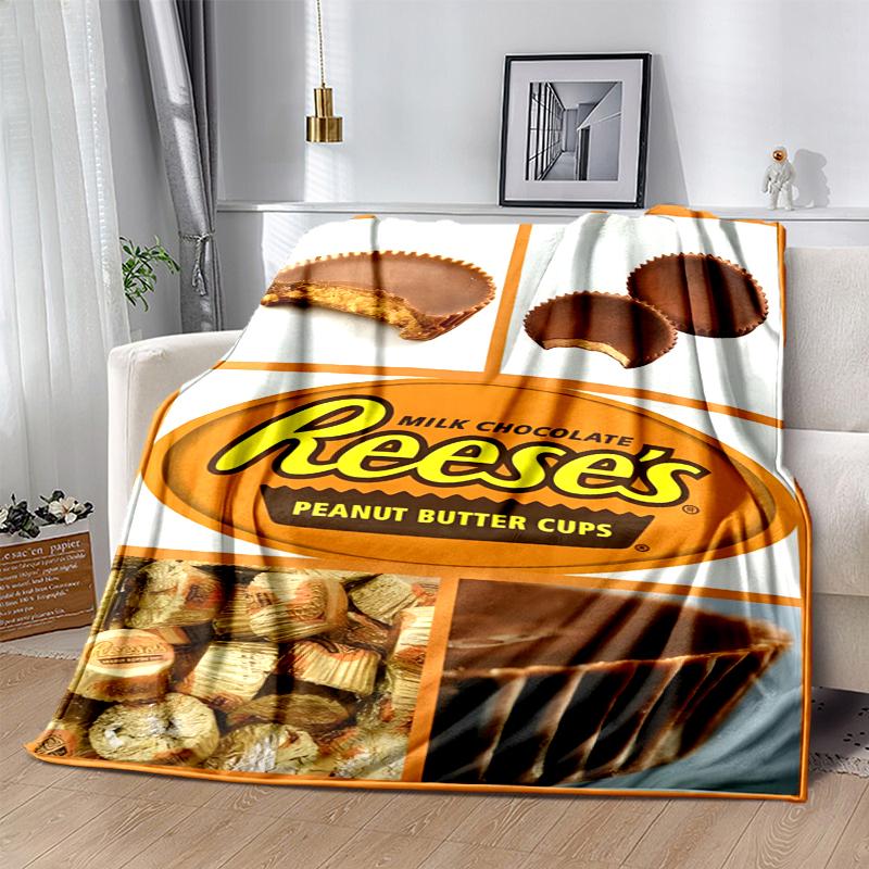 Reese‘S Peanut Flannel Blanket Soft All-Season Throw, Design for Camping, Car Travel, Hiking Sofa, Bed, Office Perfect Gift for Parties