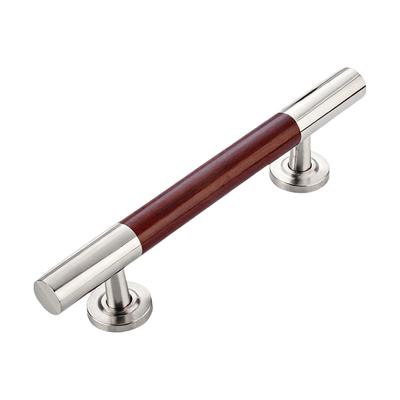 Edelstahl Türknauf Gebürstete Oberfläche Holzmaserung Oberfläche Montierter Griff Rotes Holzfarbe Oberfläche Montierter Türgriff Schranktür