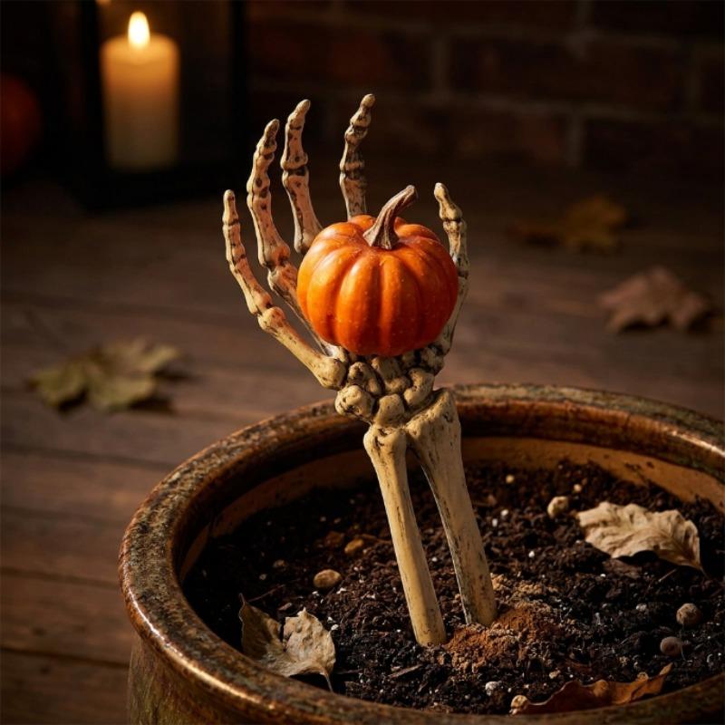 Plastic Skeleton Arm Yard Stakes Halloween Realistic Bone Hand Ground Insert Prop for Garden Lawn Graveyard Horror Decor