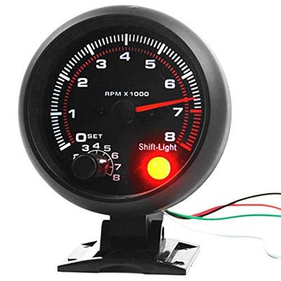 Κατιγκάν Universal 3.75" Λευκός Φωτιζόμενος με LED Δείκτης Στροφόμετρου με Κόκκινο Φως Αλλαγής Ταχύτητας για Οχήματα Βενζίνης, 0-8 RPM