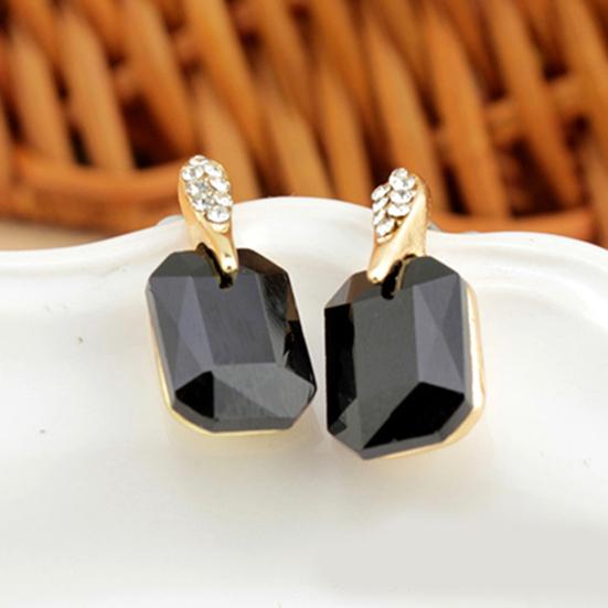 Women Elegant Rectangle Rhinestone Ear Studs Earrings Jewelry Birthday Gift