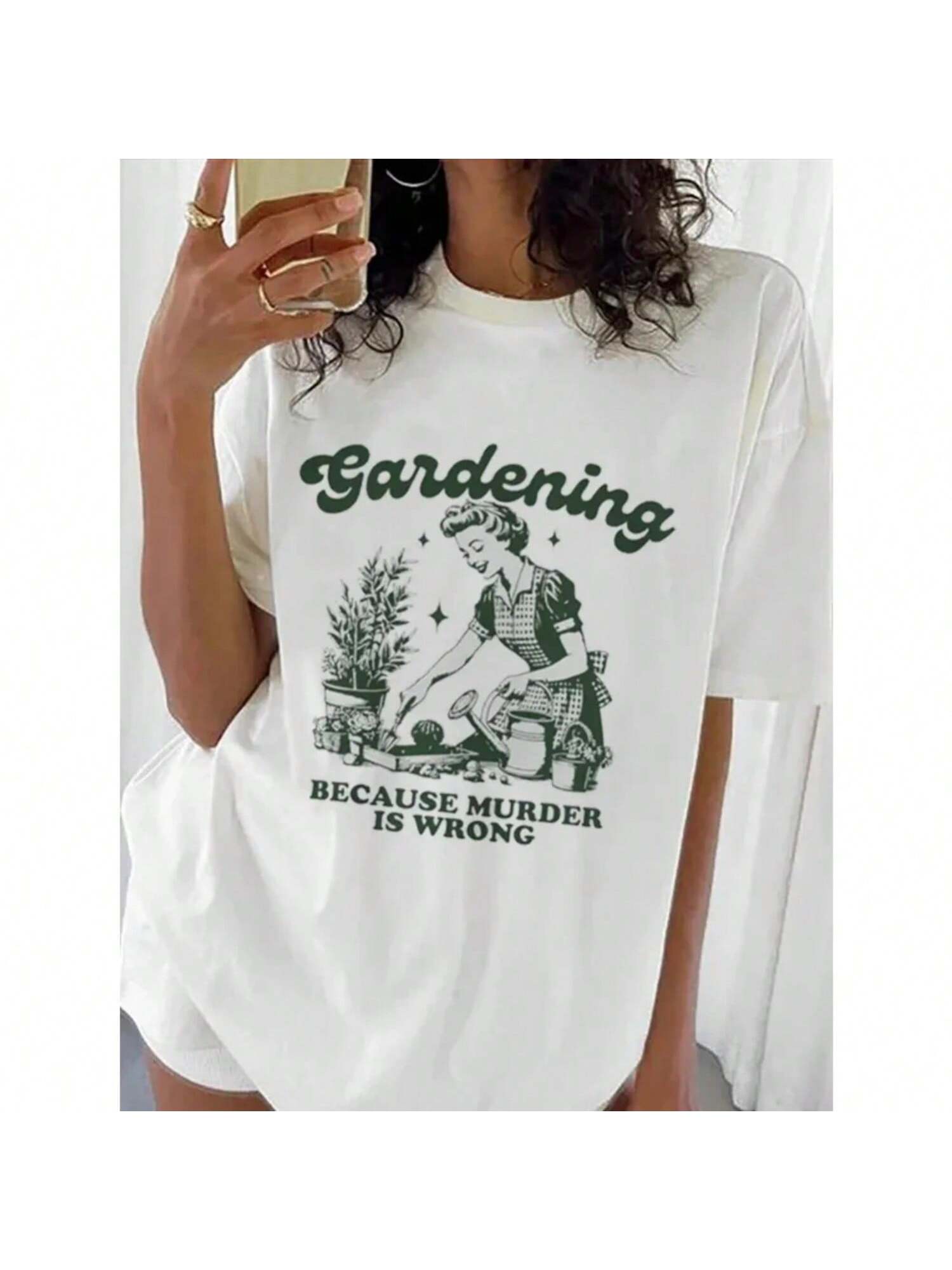 Gardening Because  Is Wrong Wounisex T-Shirt Kawaii Print T Shirt Aesthetic Shirt Harajuku Streetwear Clothes Egirl S разноцветный