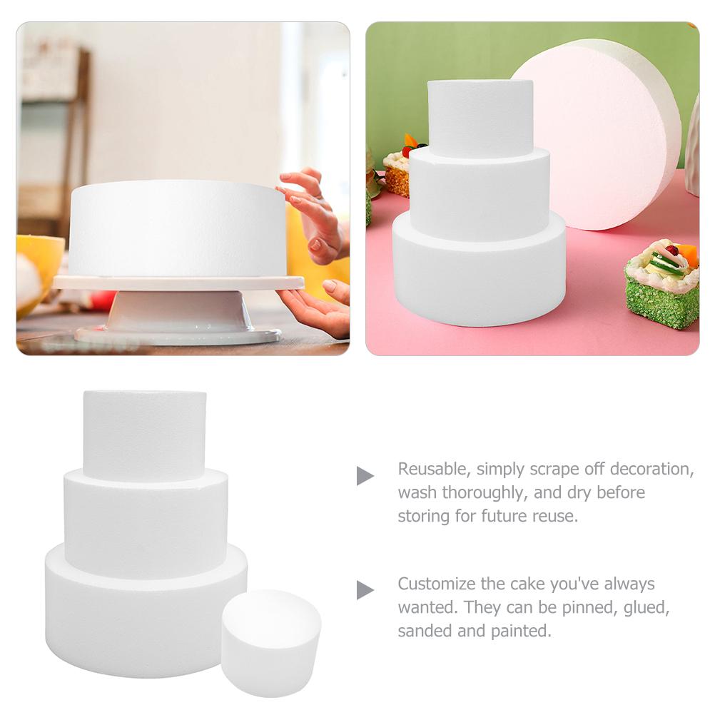 4pcs Foam Cake Bakery Practice Cake Prop for Decorating Foam Fake Cake Foam Cake Dummies Foams Cake Model