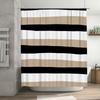 Striped Shower Curtain Modern Design with Black, White, and Beige Colors for Bathroom Decor Waterproof Fabric Shampoo Soap Dispe