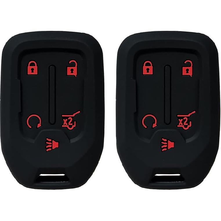 2 Pcs Smart Key Fob Cover Case Protector Fit for GMC Acadia Terrain Yukon Chevrolet Suburban Tahoe Keyless Entry Remote Fob Skin Jacket Holder Key