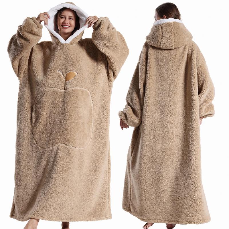 Coperte Indossabili Extra Lunghe Invernali in Flanella con Cappuccio e Maniche Lunghe Uomo Donna Morbido Accogliente Plaid Coperta TV per Adulti