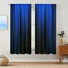 Blue Black Gradient Striped Pattern Printed Curtains Window Decoration Home Room Set Of 2 Made Polyester