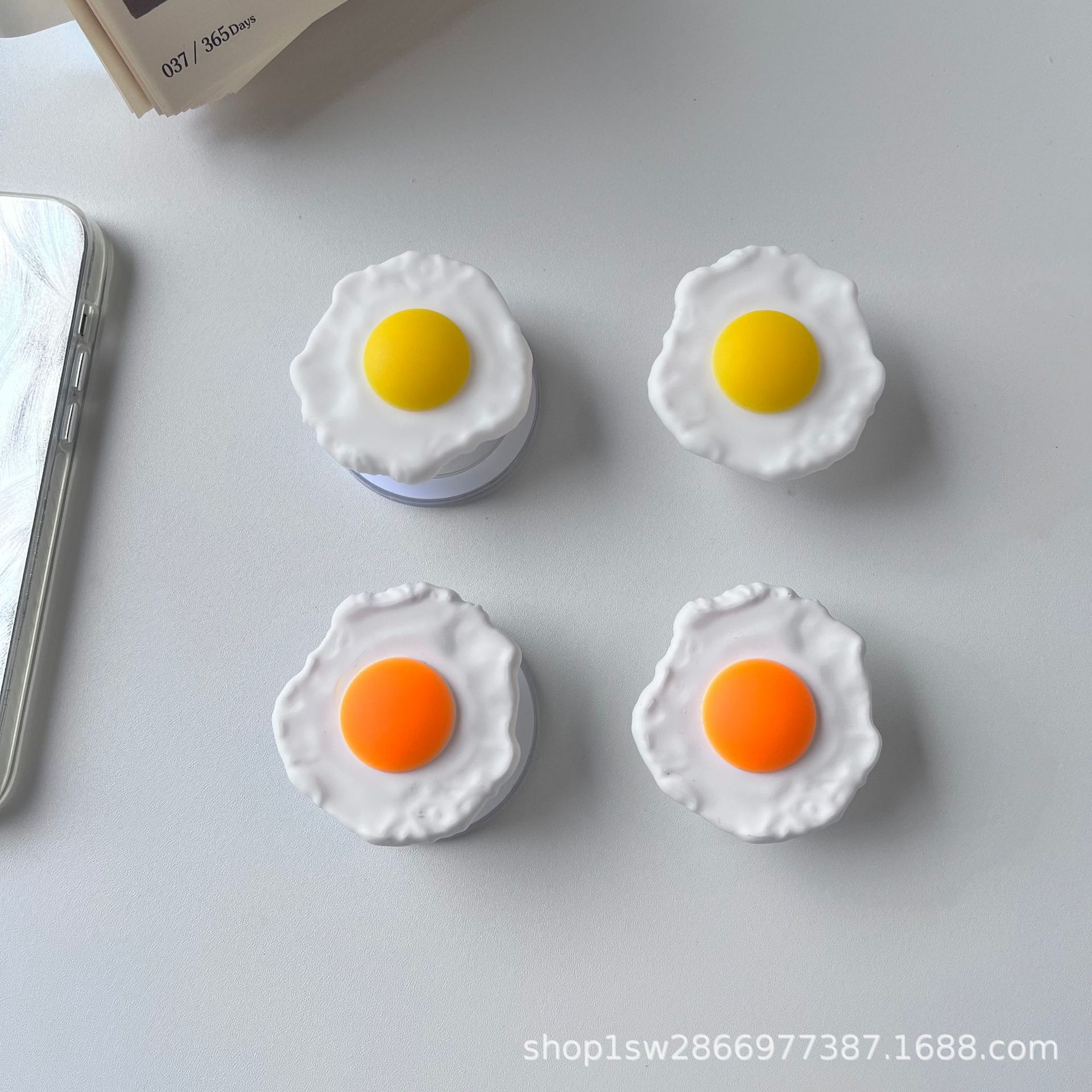 Creative Fried Egg Phone Holder: Magnetic, Retractable, Rotating Stand Transparent Fried Egg